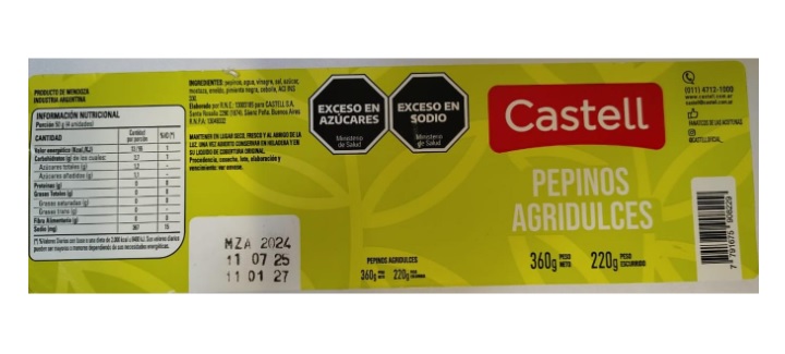 Alerta alimentaria en Concordia: retiran del mercado lotes de pepinos agridulces por infracción normativa