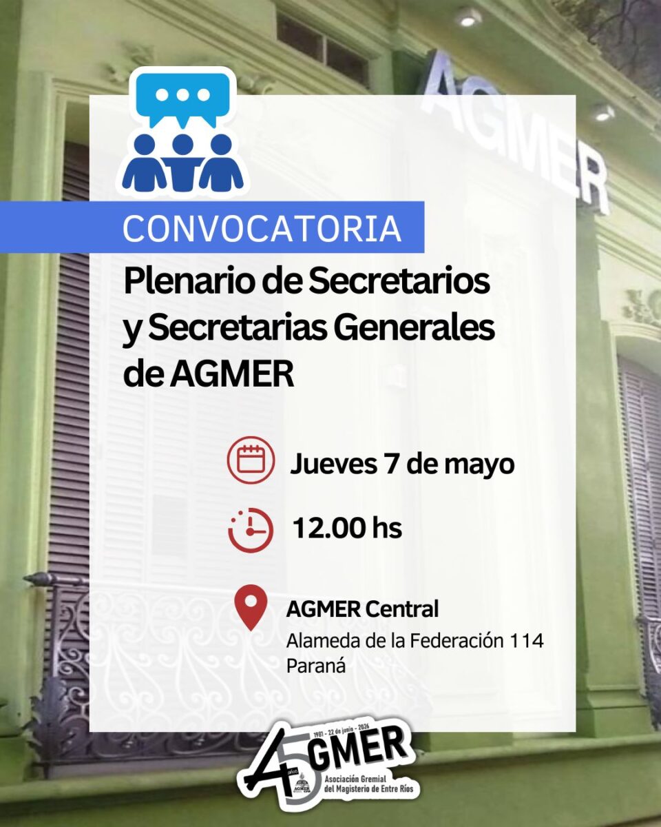 Paritarias: AGMER convocó a un plenario de secretarios generales para este jueves
